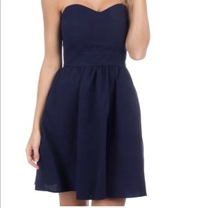Lauren James Navy Savannah solid seersucker dress